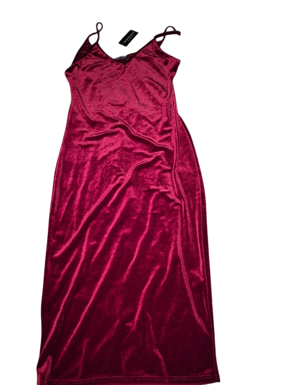 Fashion Nova Wine Velvet Maxi Slip Dress Size L NWT